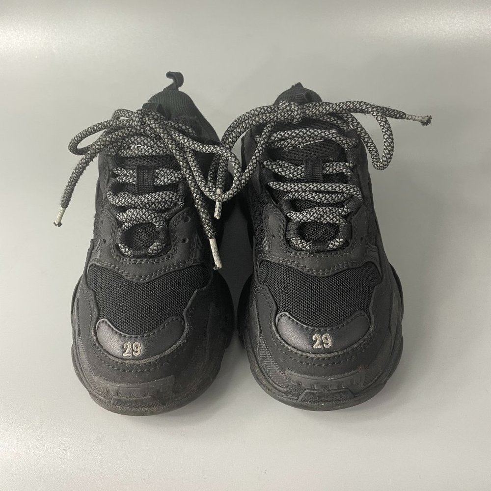 Balenciaga Triple S Kid's Black Polyurethane Wedge Trainer Sneakers, 29 - Picture 4 of 14